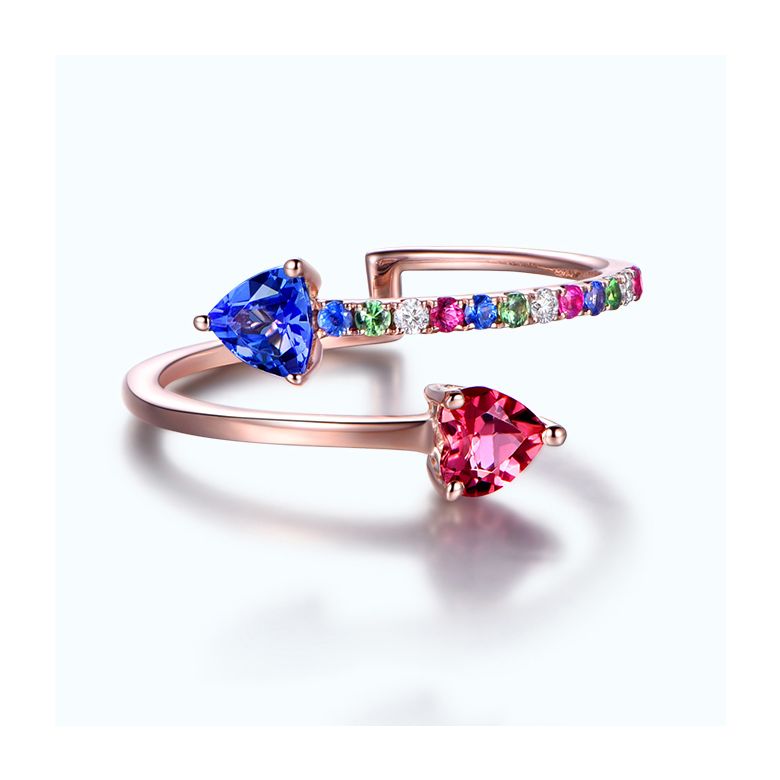 Anello signaux inversés. Oro rosa, Zaffiri - 2