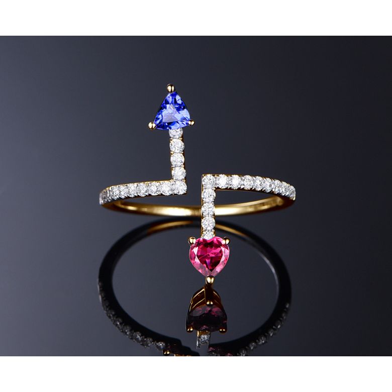 Anello Autre moi Oro giallo. Diamanti, Zaffiri - 2