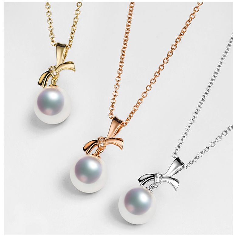 Ciondolo Itsuka - Oro Rosa, Diamanti e Perla Akoya - 7