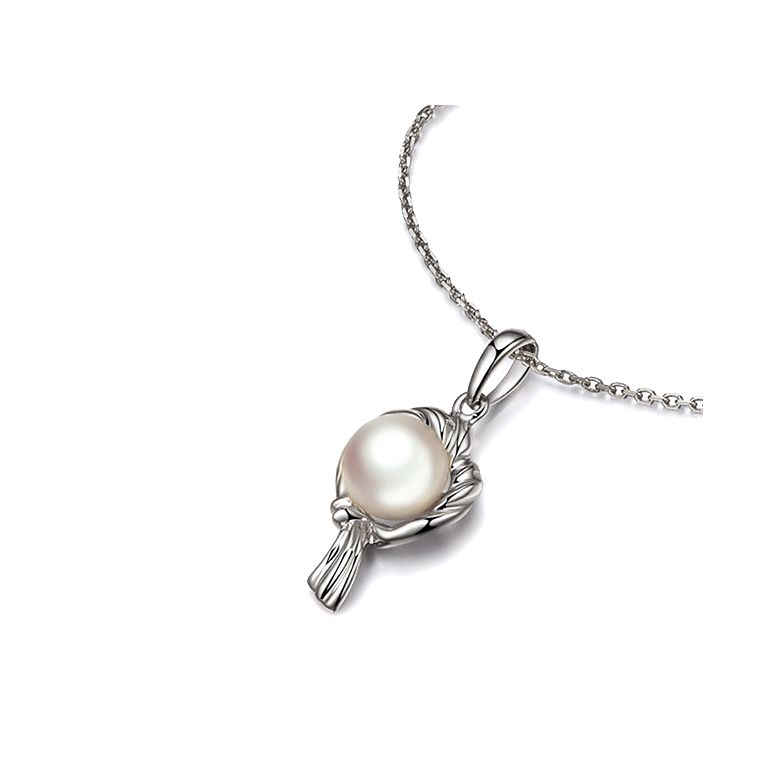 Ciondolo Zodiakku - Oro Bianco e Perla Akoya Bianca - 10