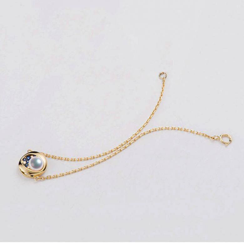 Braccialetto perla Akoya Seiza. Diamanti, zaffiri, Oro giallo I Gemperles - 9