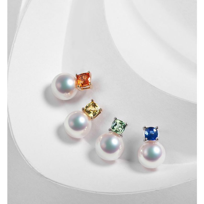 Ciondolo Ginza - Oro Bianco 18kt, Zaffiro e Perla Akoya - 3