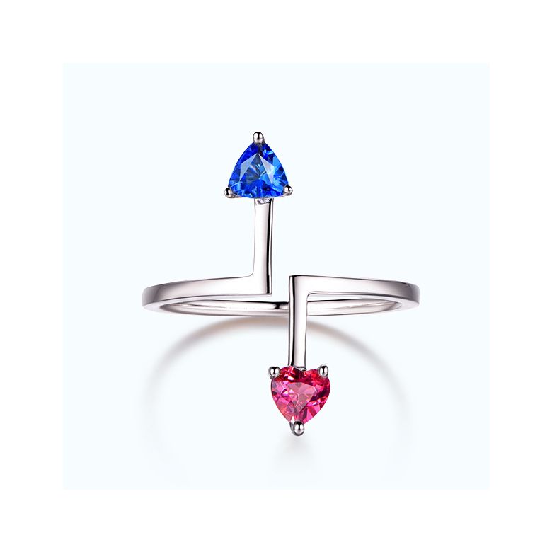 Anello Vice et Versa. Zaffiri Blu e Rosa. Oro bianco - 3