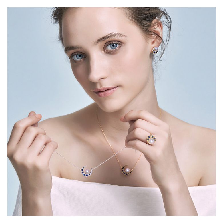 Ciondolo Mikadzuki - Perla Akoya Bianca & Oro Giallo 18kt - 4