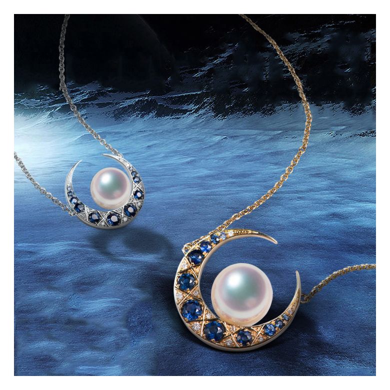 Ciondolo Mikadzuki - Perla Akoya Bianca & Oro Giallo 18kt - 2