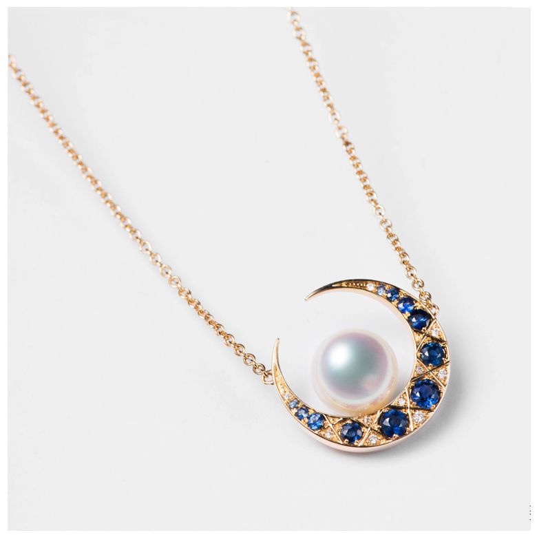 Ciondolo Mikadzuki - Perla Akoya Bianca & Oro Giallo 18kt - 8