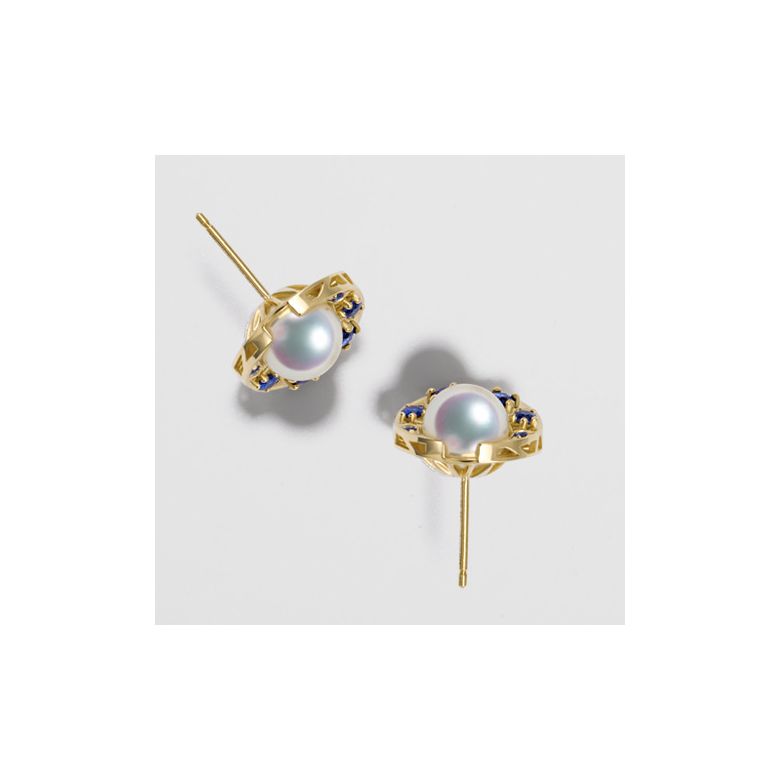 Orecchini Mikadzuki - Perle Akoya Bianche & Oro Giallo 18kt - 7