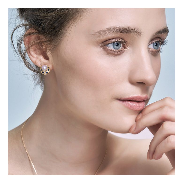 Orecchini Mikadzuki - Perle Akoya Bianche & Oro Giallo 18kt - 2