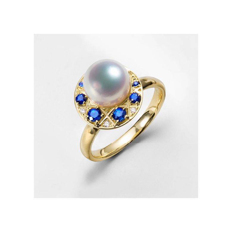 Parure di perle Mikadzuki I Akoya e zaffiri. Luna crescente - 5