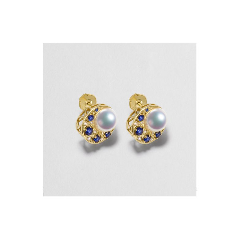 Orecchini Mikadzuki - Perle Akoya Bianche & Oro Giallo 18kt - 8