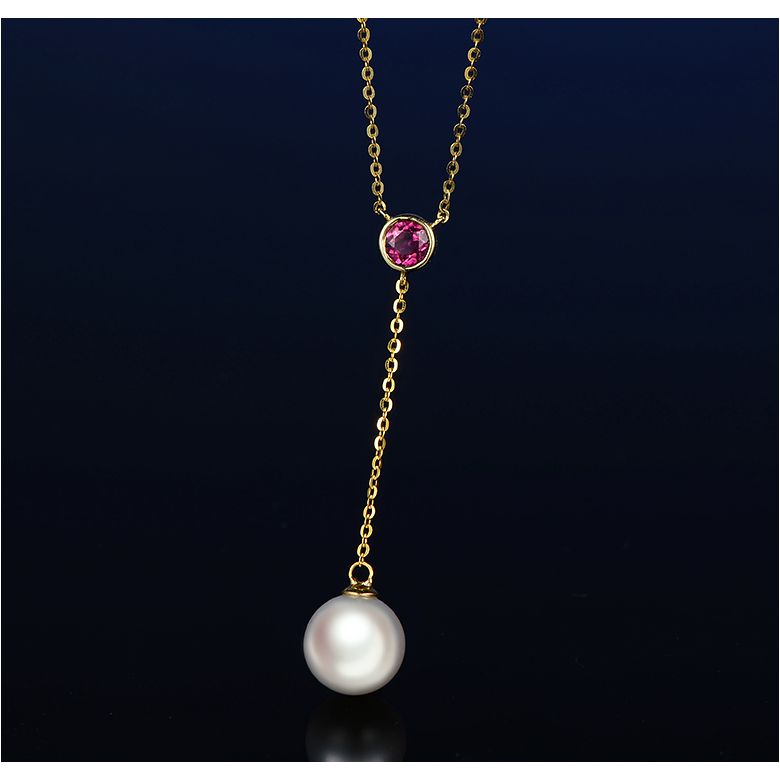 Ciondolo Yamato - Oro Giallo, Zaffiro Rosa e Perla Akoya - 7