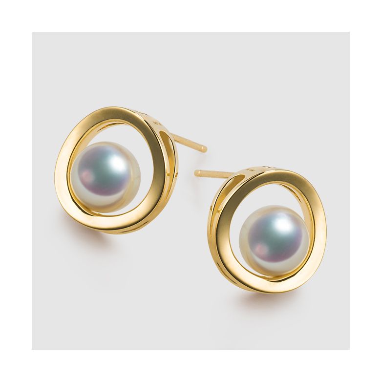 Ciondolo e Orecchini Himiko. Perle Akoya, Oro giallo, diamanti - 3