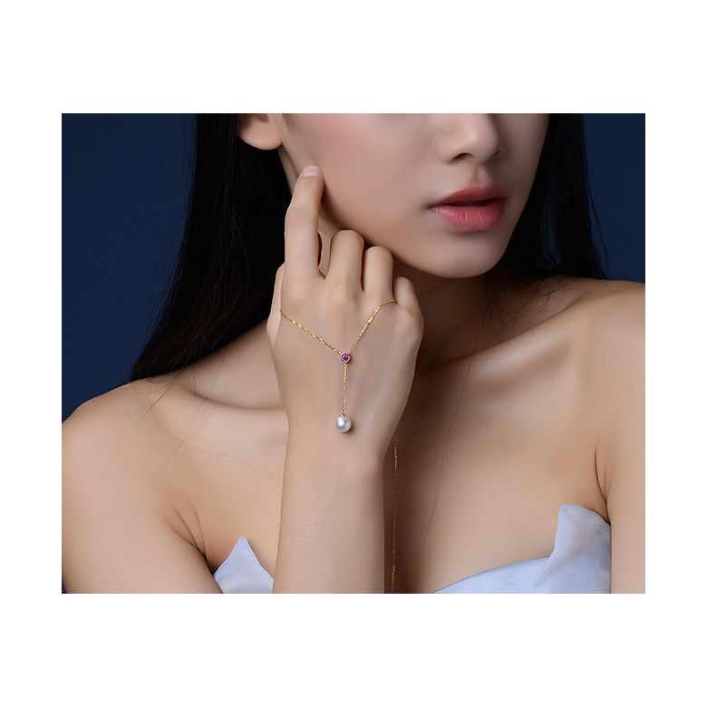 Ciondolo Yamato - Oro Giallo, Zaffiro Rosa e Perla Akoya - 8