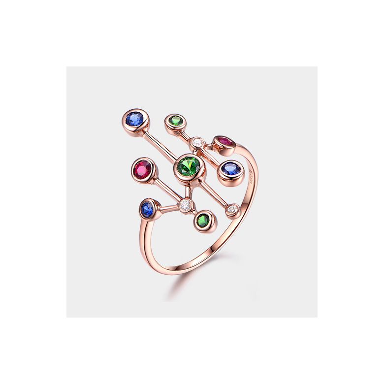 Anello Oro rosa, pietre preziose. Gocce d'amore - 9