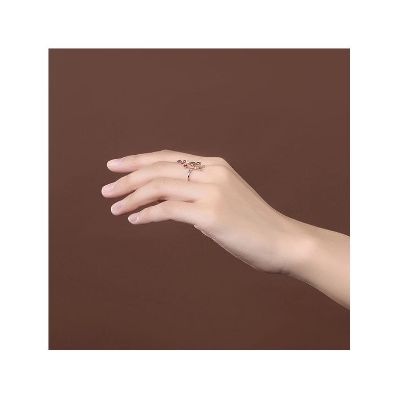 Anello Oro rosa, pietre preziose. Gocce d'amore - 7