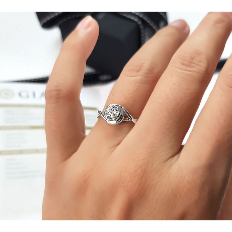 Anello di Fidanzamento Stregato - Oro Bianco & Diamante - 4