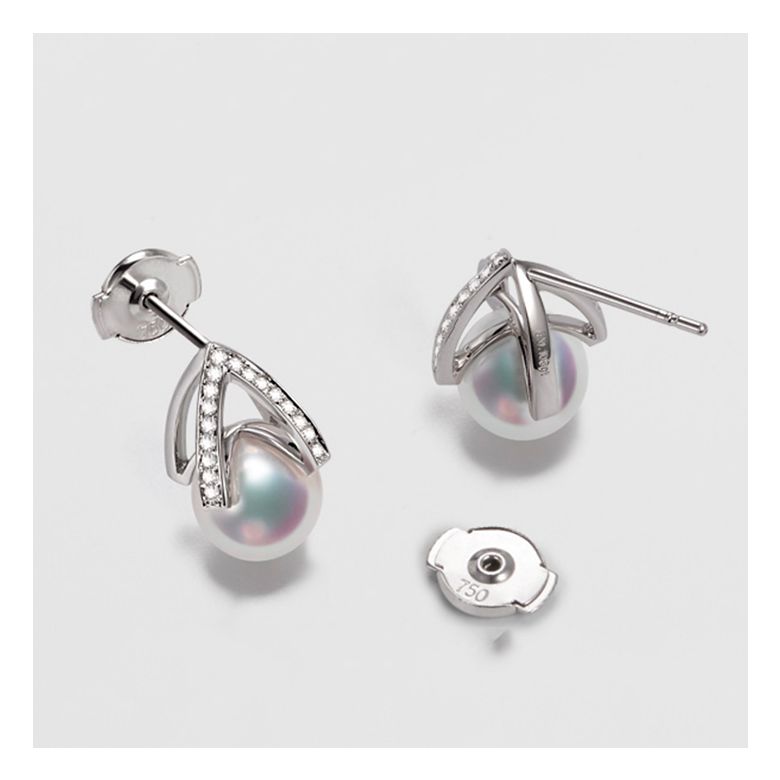 Ciondolo e Orecchini Masako dal Giappone. Perle Akoya, Oro bianco, diamanti - 8