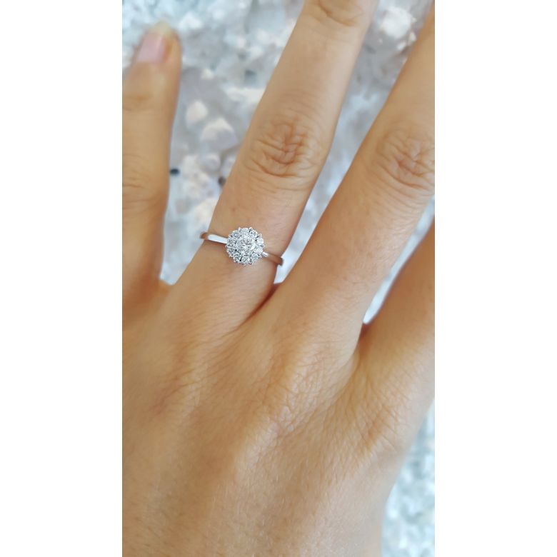 Anello Solitario Composto Cuore Screziato - Platino & Diamanti | Gemperles - 10