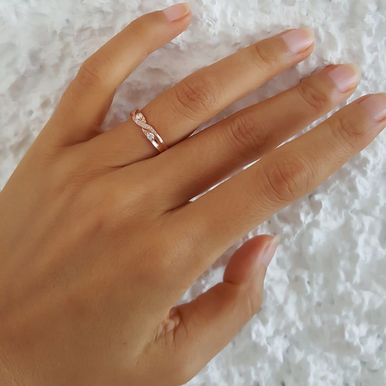 Fede Nuziale da Donna Constance - Oro Rosa e Diamanti - 4