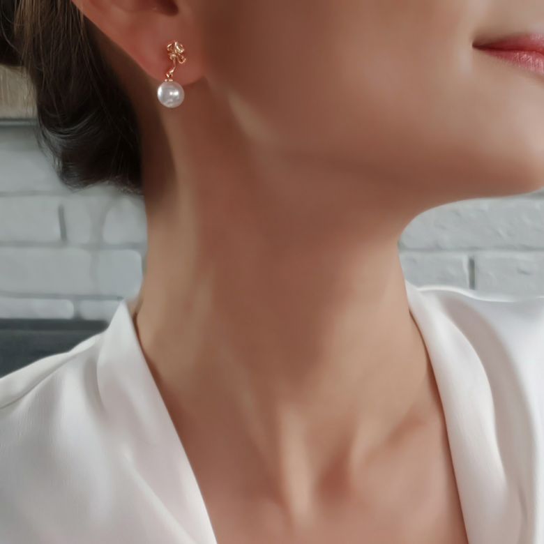 Orecchini Pendenti Take a look ! - Perle Akoya Bianche 7.5/8mm AAA - Farfalla Oro Bianco - 4