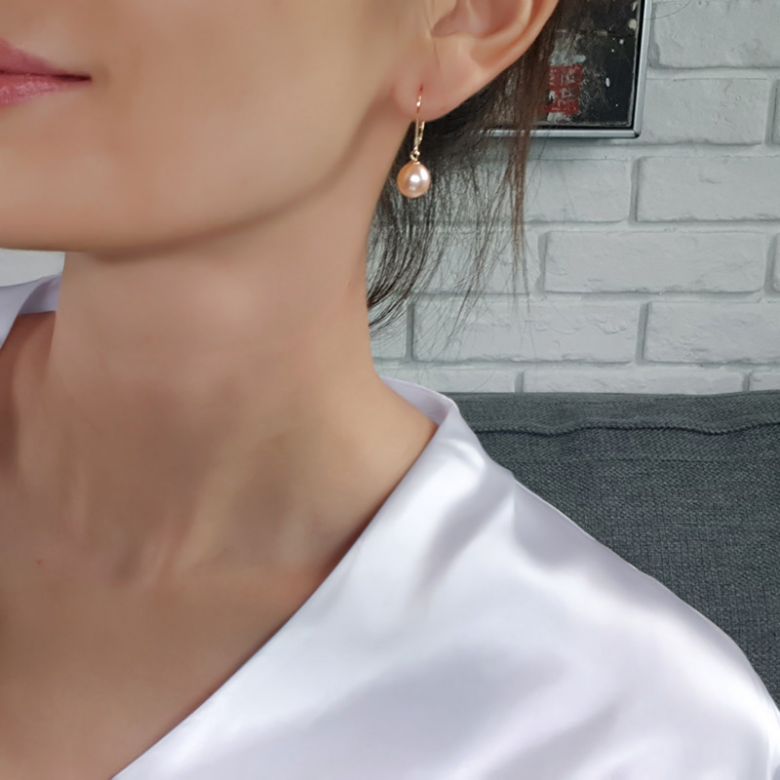 Orecchini Macha - Perle Acqua Dolce Rosa - Monachella Oro Bianco - 5