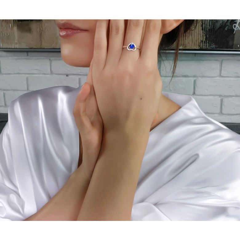 Anello Love Me Tender - Oro Giallo, Diamanti & Zaffiro Blu - 7