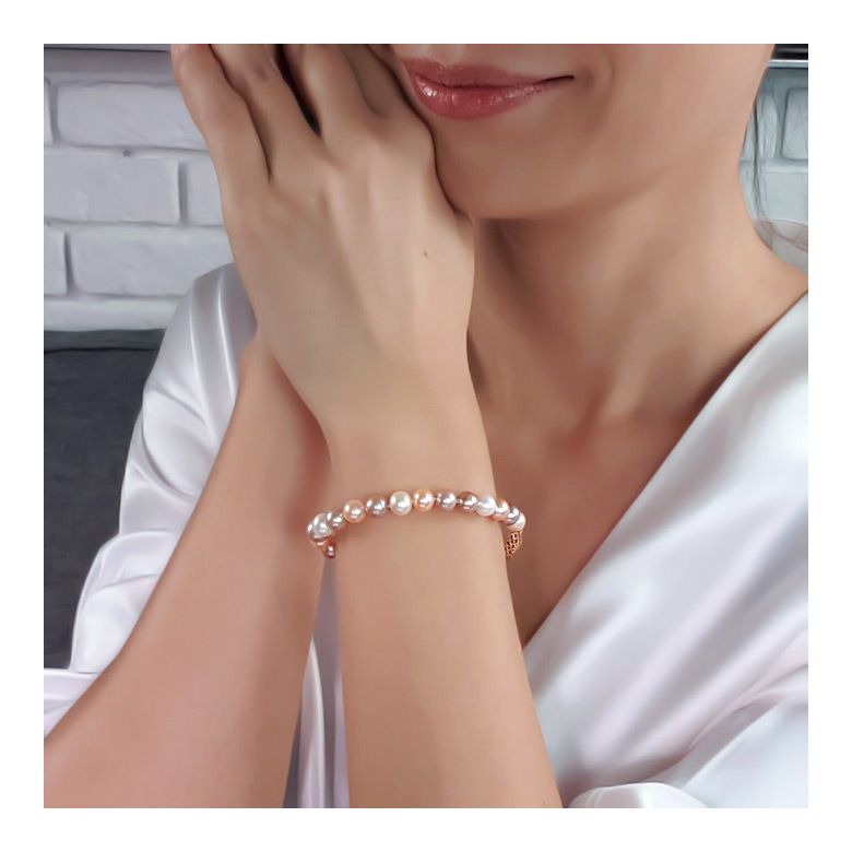 Braccialetto perle acqua dolce multicolore - 6.5/7mm, AAA - 2