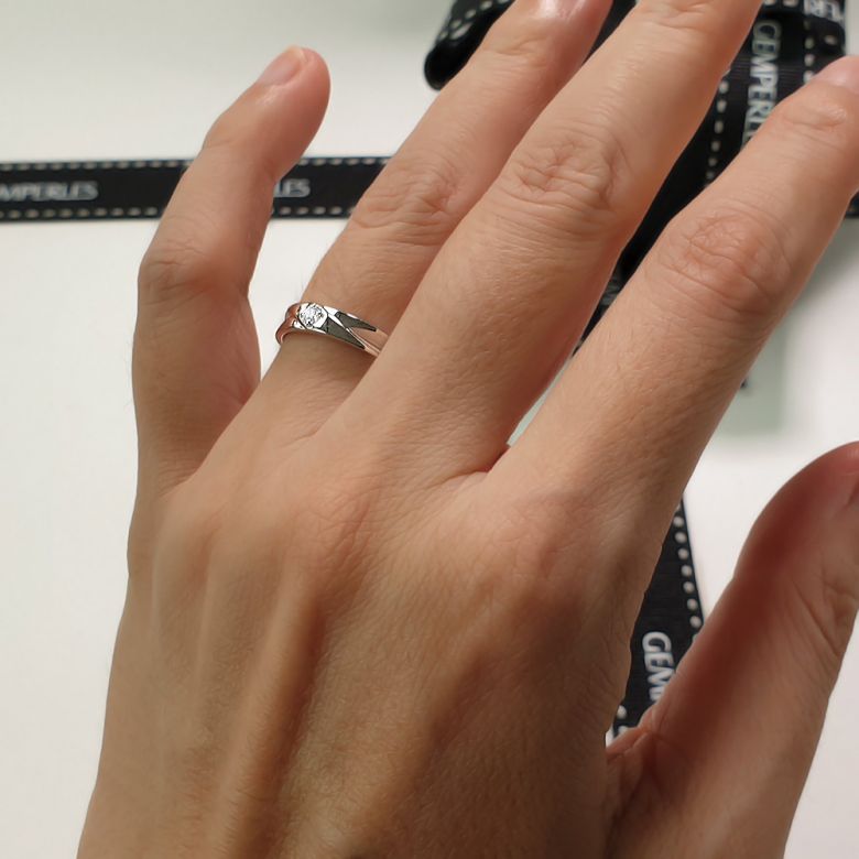 Fede Nuziale Nerys da Donna - Anello in Oro Bianco e Diamante - 3