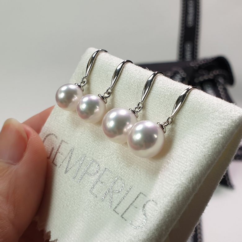 Orecchini Pendenti Koyuki - Perle Akoya Bianche 7.5/8mm GEMMA - Gancetti Oro Bianco - 5