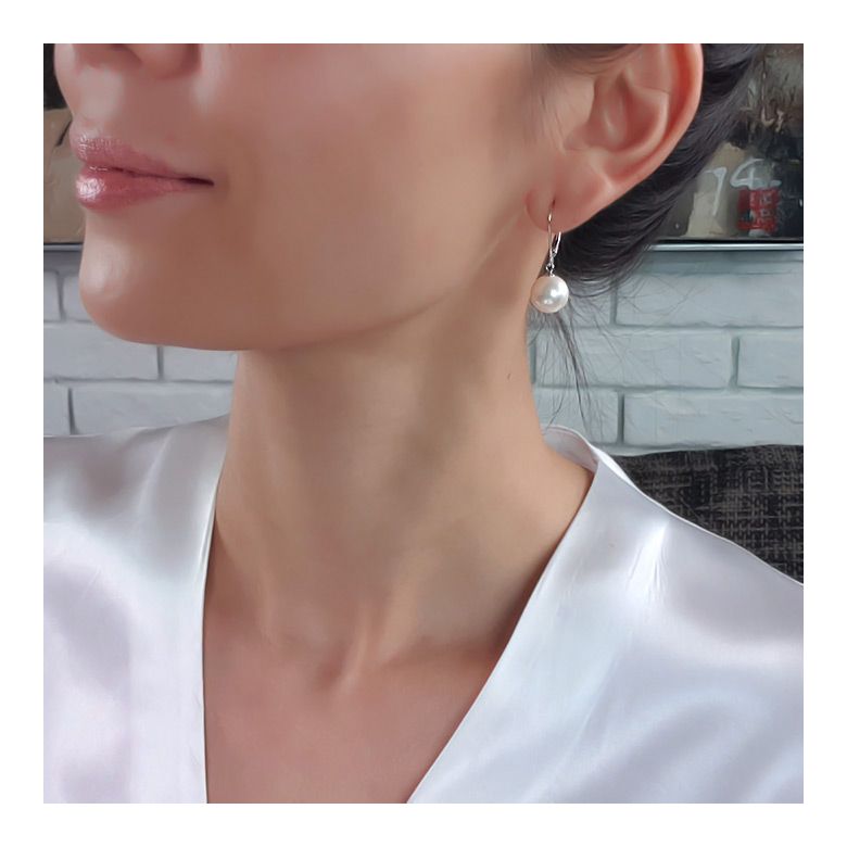 Orecchini Estia - Perle Acqua Dolce Bianche, Monachella Oro Bianco - 1