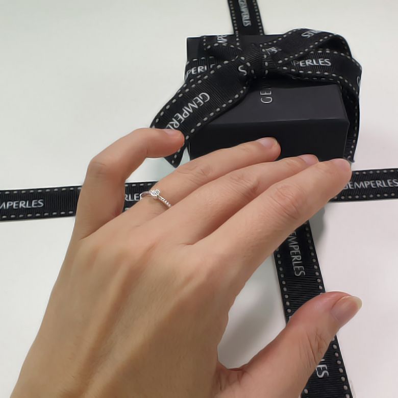 Anello di Fidanzamento Cristaline - Oro Bianco & Diamante Solitario - 6