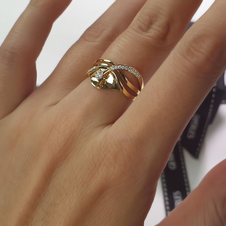 Anello Donna - Oro giallo 3.95gr - Diamanti 0.154ct - 1