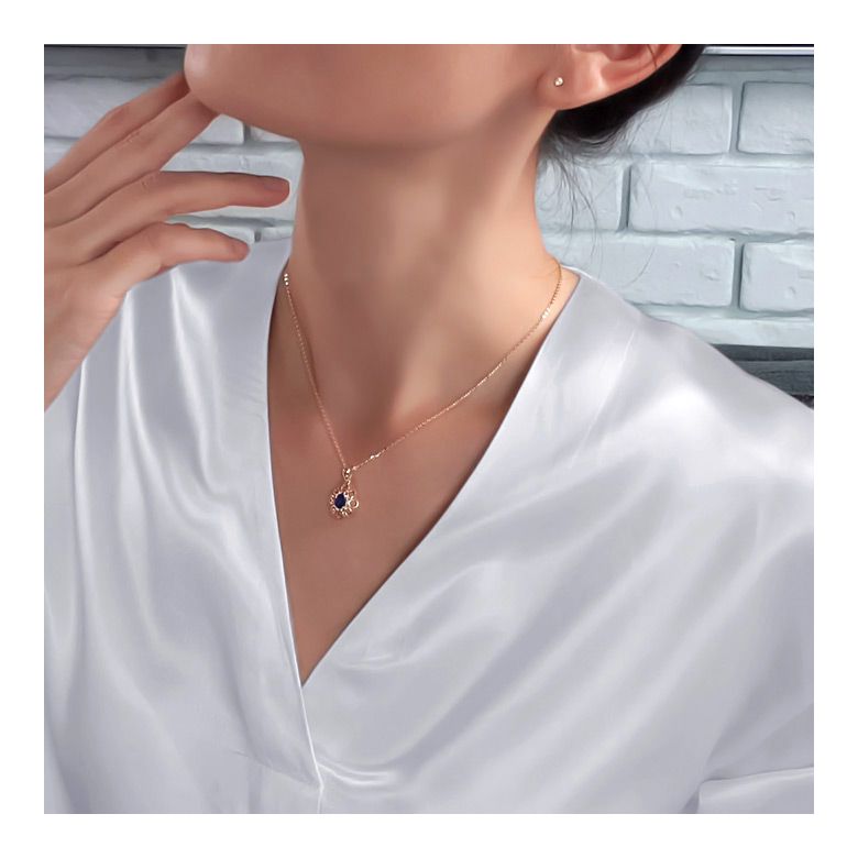 Gioiello ciondolo fiore - Oro giallo 18 carati - Zaffiro - 7