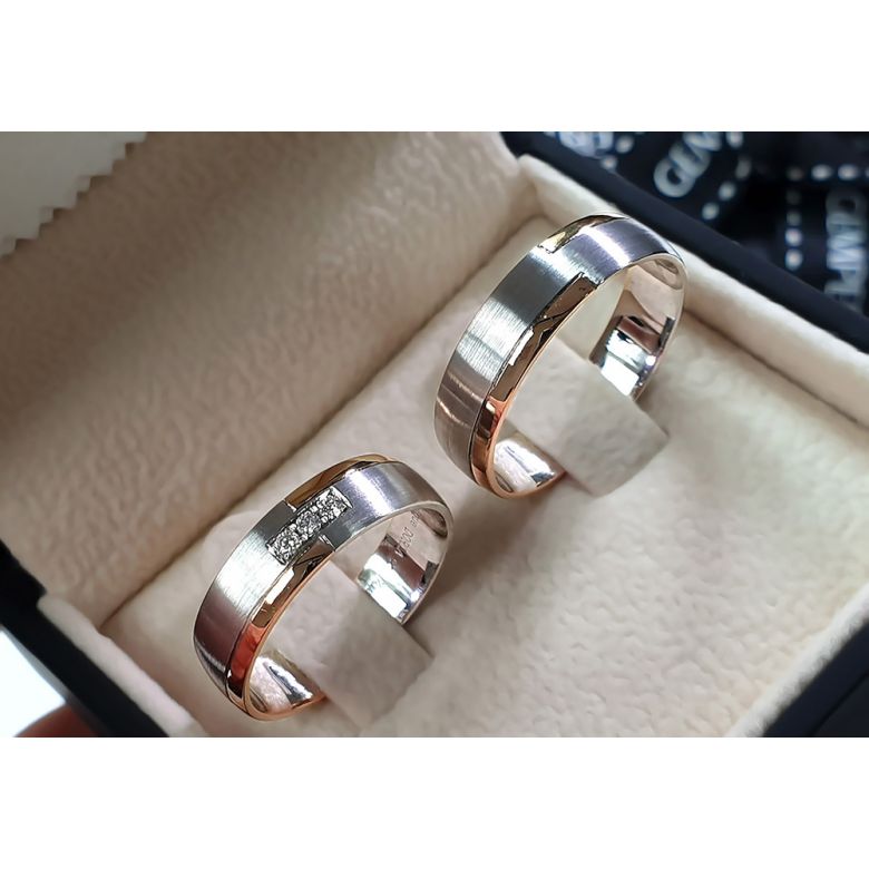 Fede Nuziale Méli Mélo da Uomo - Oro Bianco, Giallo e Rosa 18kt - 6