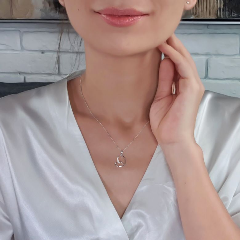 Ciondolo coeur de  farfalla - Oro bianco, diamanti - 4