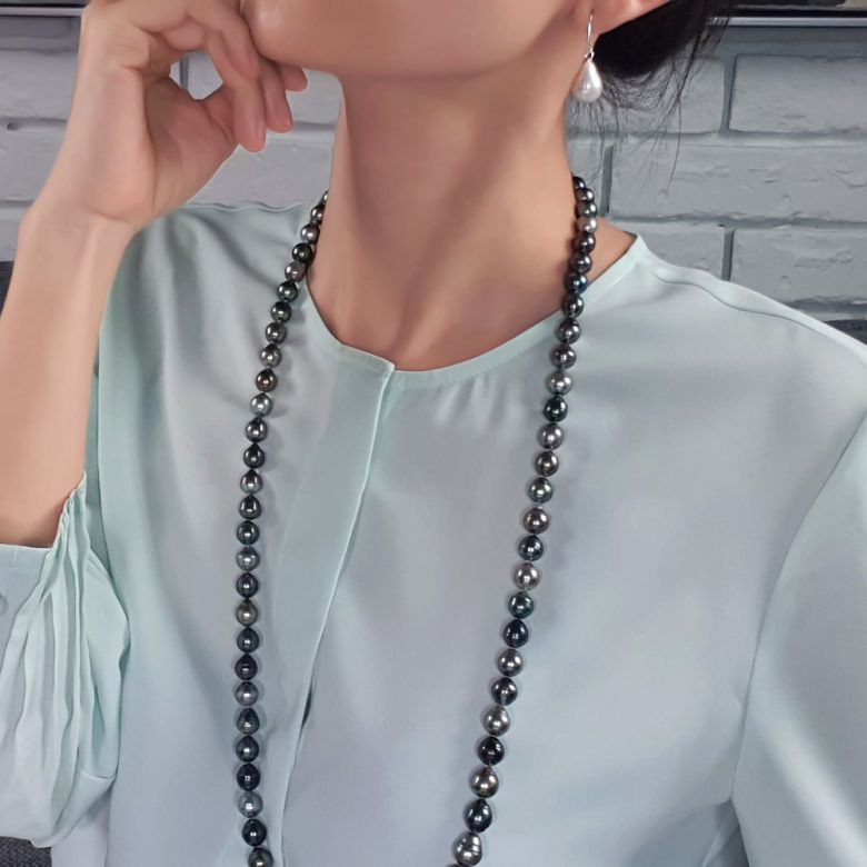 Collana in Perle di Tahiti Miste - Forma Goccia 9/11mm - 4