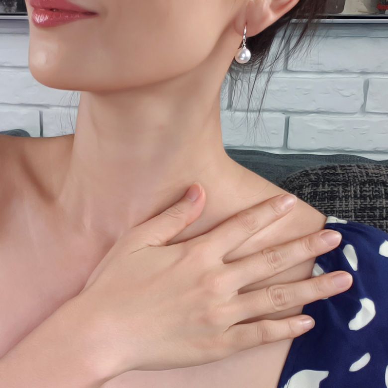 Orecchini Pendenti Koyuki - Perle Akoya Bianche 7.5/8mm GEMMA - Gancetti Oro Bianco - 4