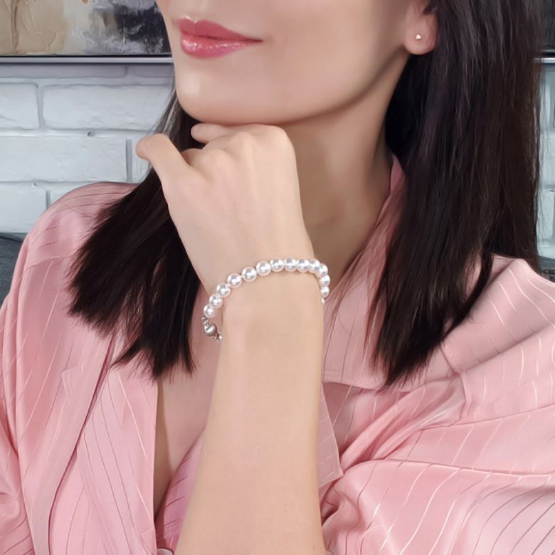 Braccialetto Anzu - Perle Bianche Akoya Giapponesi 7/7.5mm, AAA - 2