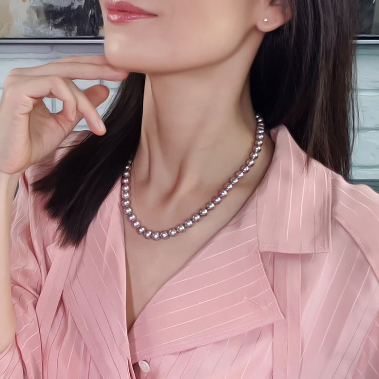 Collana Florida  - Perle d'Acqua Dolce Lavanda/Viola - 7.5/8mm, AAA - 2