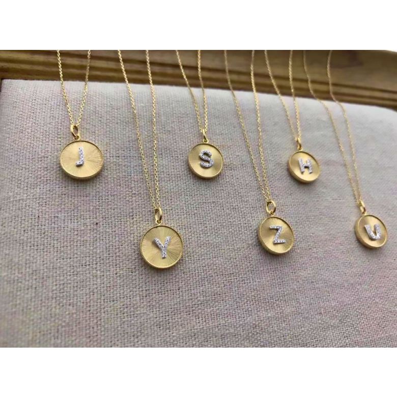 Ciondolo Lettera Alfabeto - Medaglia in Oro 18ct & Diamante VS/G | Gemperles - 20