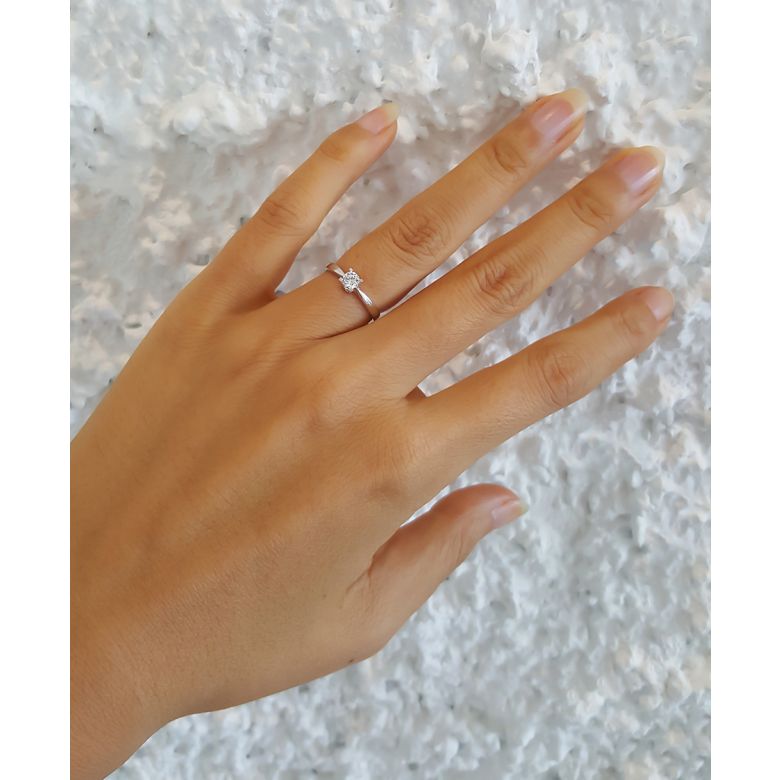 Anello di Fidanzamento Donna Richelieu - Oro Bianco & Diamante Solitario | Gemperles - 6