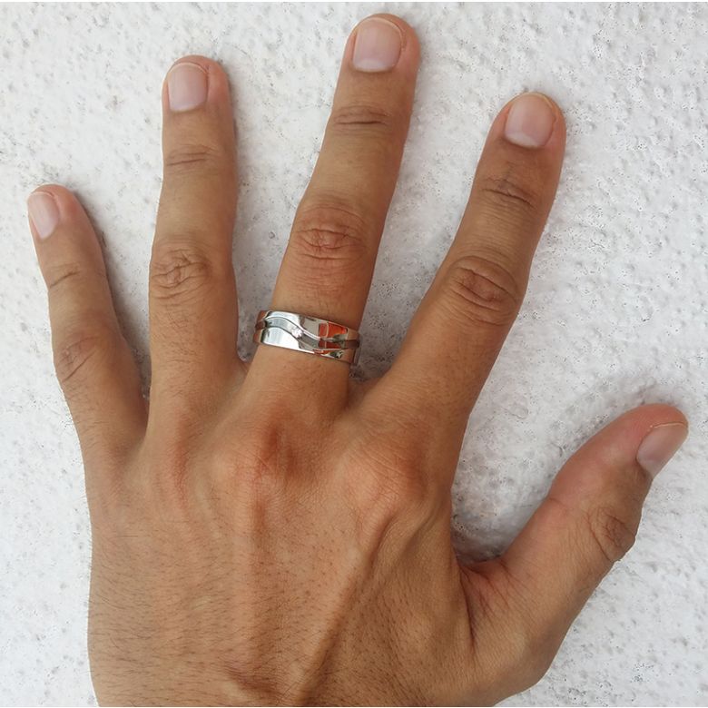 Anello uomo in oro bianco e diamante | Démétrius - 2