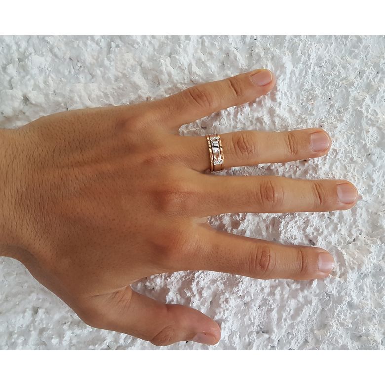 Anello da Uomo Macbeth - Oro Bianco/Rosa e Diamanti - 6