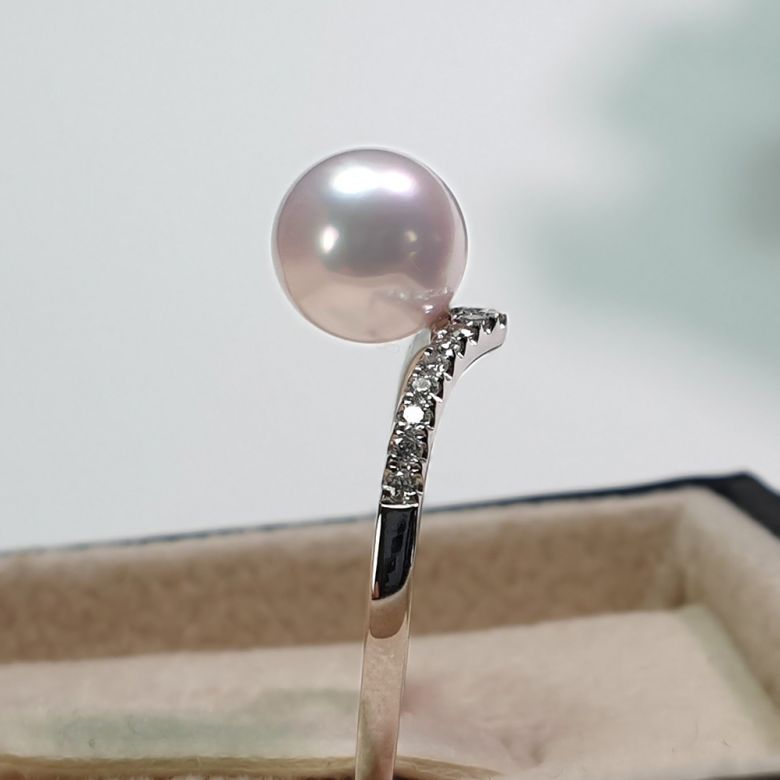 Anello Réflexion - Oro Bianco, Diamanti & Perla Akoya - 10