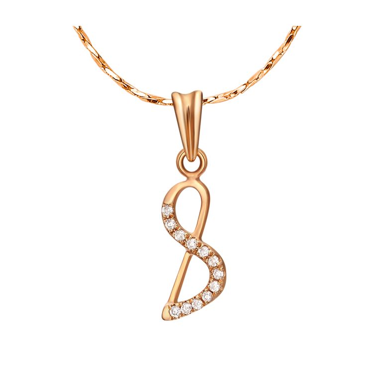 Ciondolo chiffre 8 - Oro rosa 18cts - Diamanti 0.024ct - 1