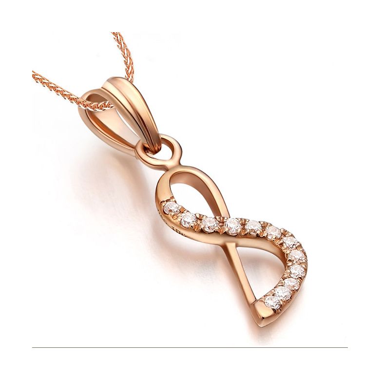 Ciondolo chiffre 8 - Oro rosa 18cts - Diamanti 0.024ct - 3