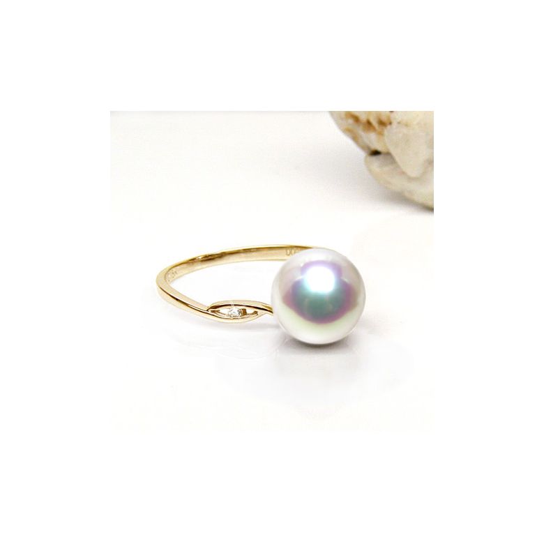Anello Riko - Oro Giallo, Diamanti e Perla Akoya - 2