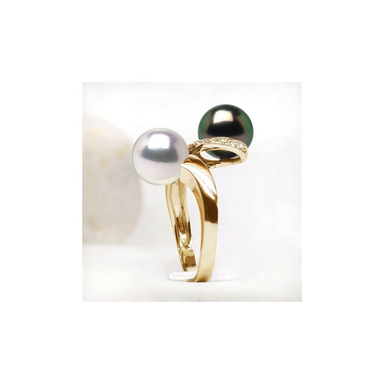 Anello Florina - Oro Giallo, Perla Akoya & di Tahiti - 3