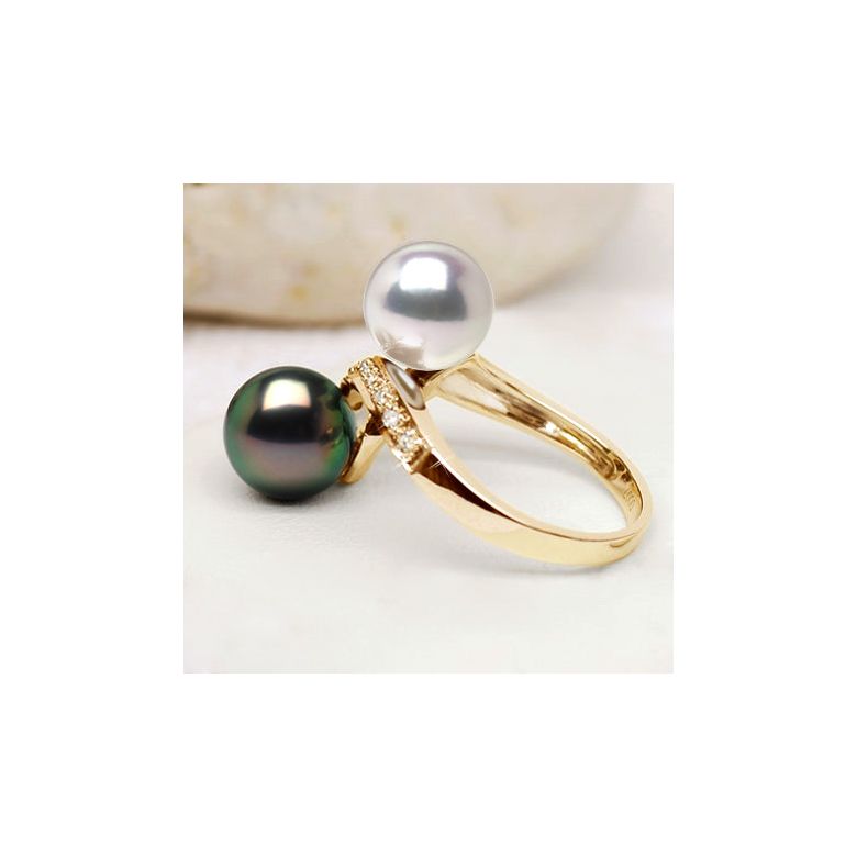 Anello Florina - Oro Giallo, Perla Akoya & di Tahiti - 4