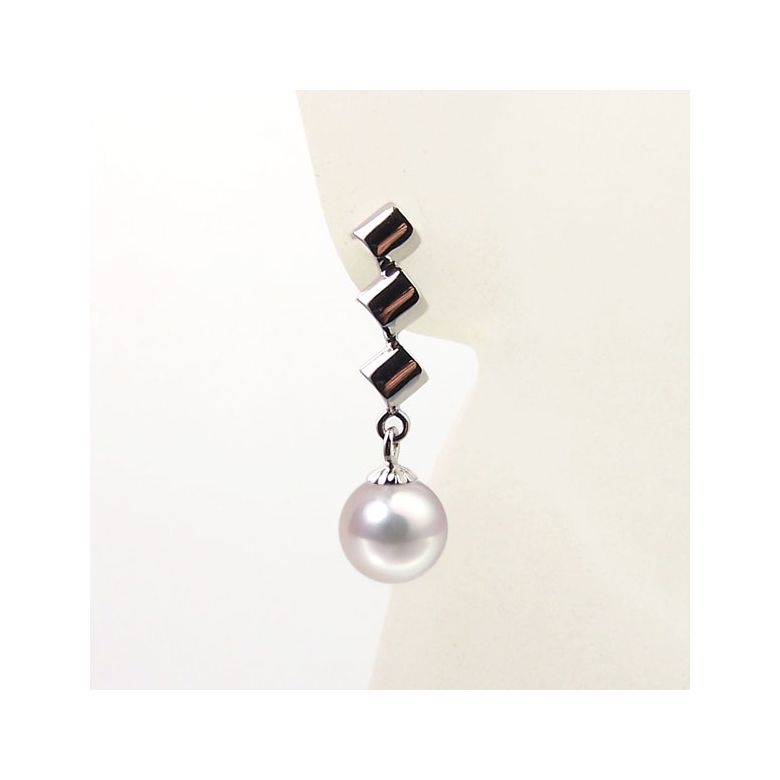 Orecchini Pendenti Alisa - Perle Akoya Bianche 7/7.5mm AAA - Farfalla Oro Bianco - 3